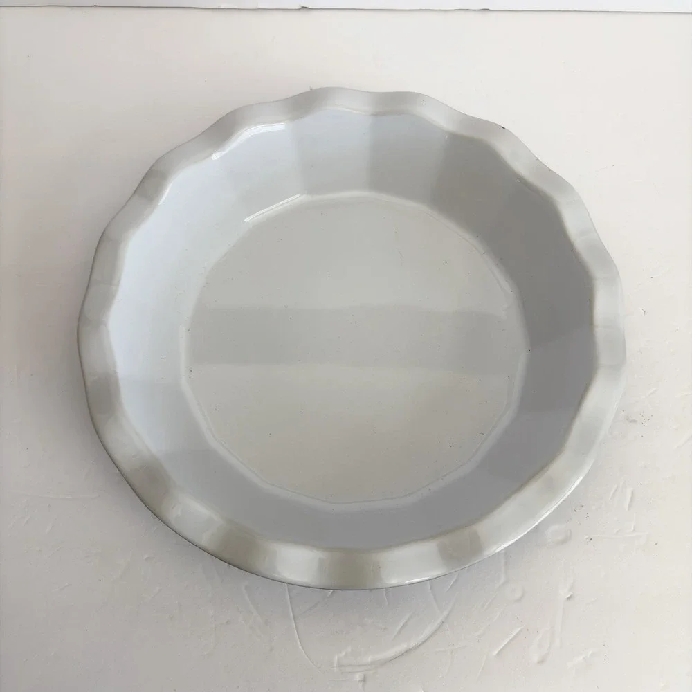 Emile Henry France Williams Sonoma Cobalt Blue Ruffle Edge Ceramic Pie Dish